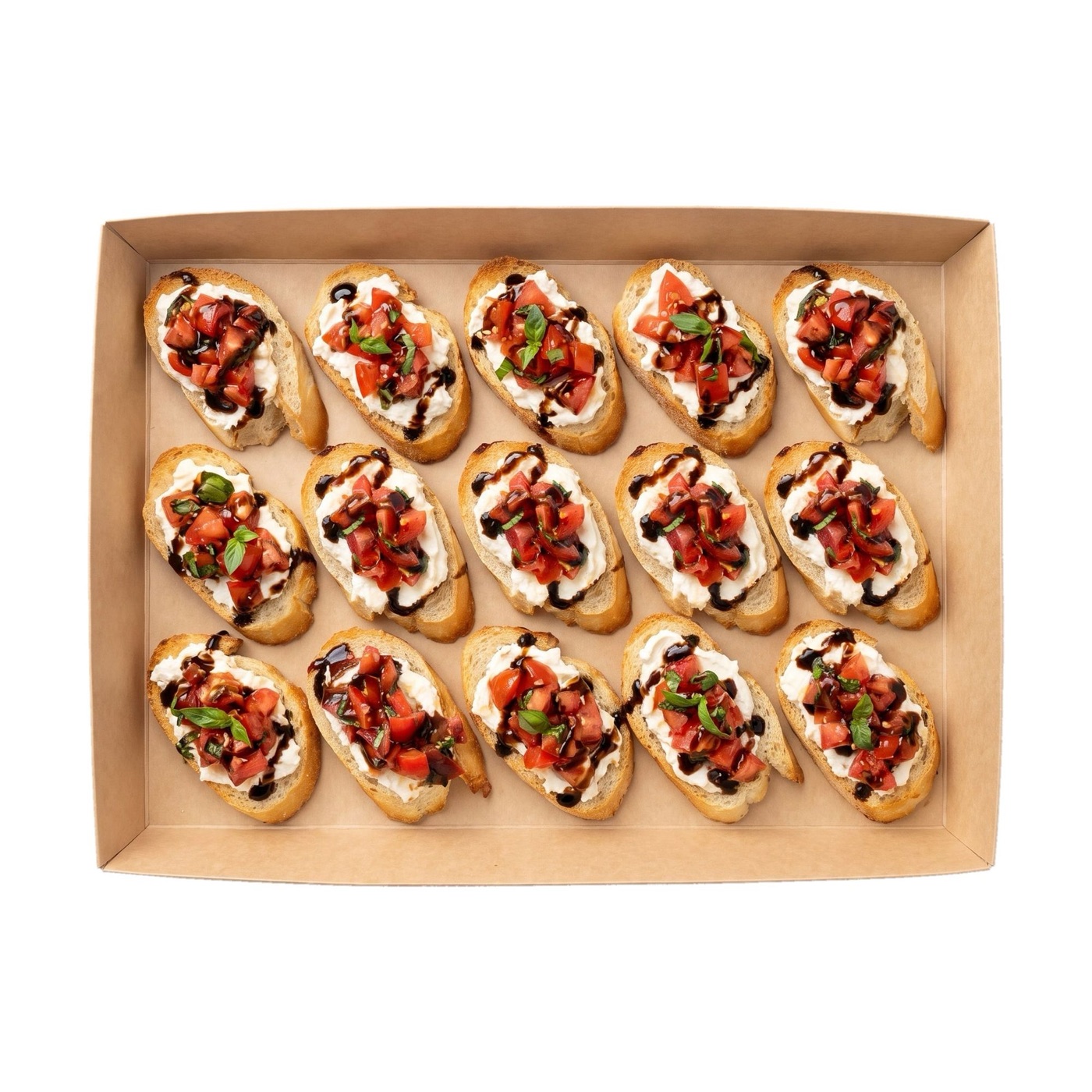Bruschetta með ricotta, tómötum og balsamik · 15 stk